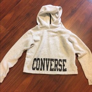 GIRLS CONVERSE CROP TOP HOODIE WITH LONG SLEEVES
